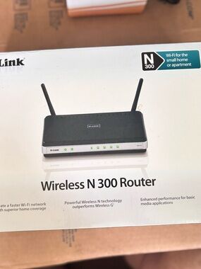 D-Link Black and Silver Wireless N300 Router with Dual Antennas